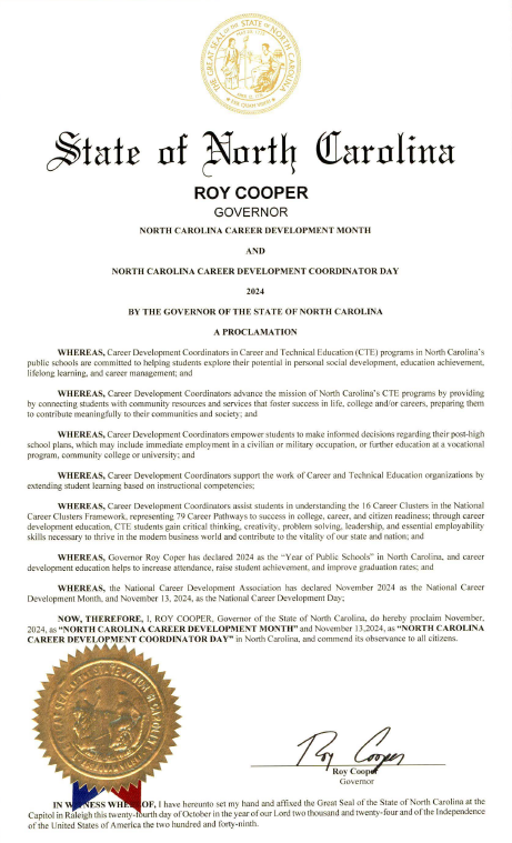 Governor's Declaration of Career Development Month - 2024