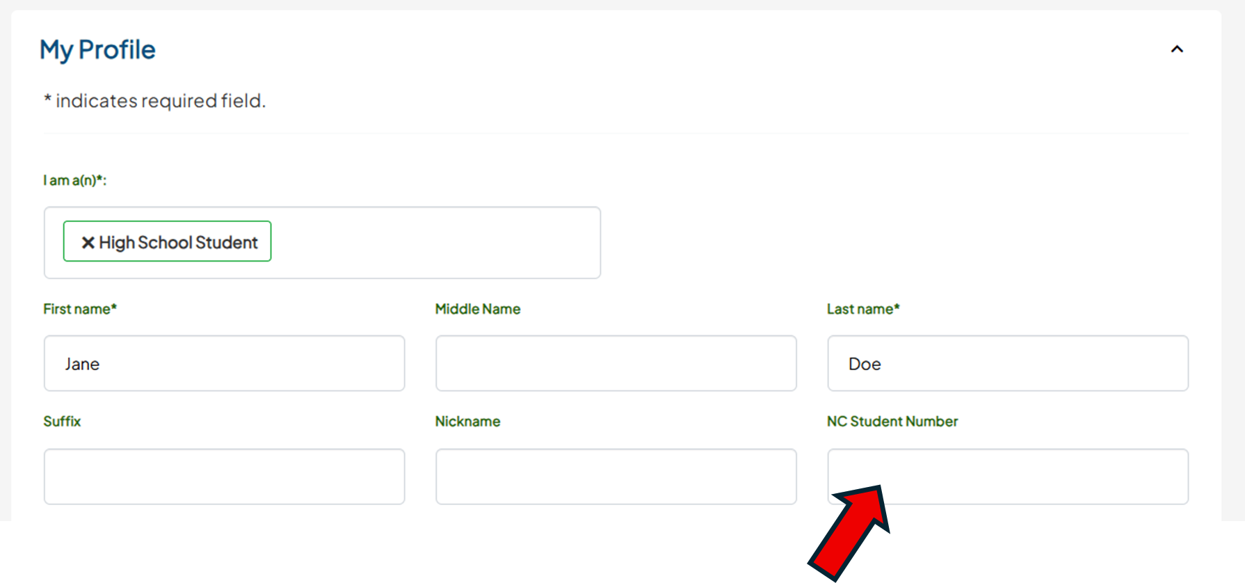 screenshot of CFNC profile page